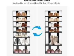 Costway 8 Stufiges Schuhregal Höhenverstellbar Holz Schwarz Doppel