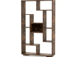 Costway Bücherregal mit 9 Fächern Standregal Braun 120cm