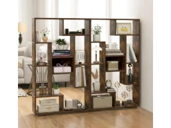 Costway Bücherregal mit 9 Fächern Standregal Braun 120cm