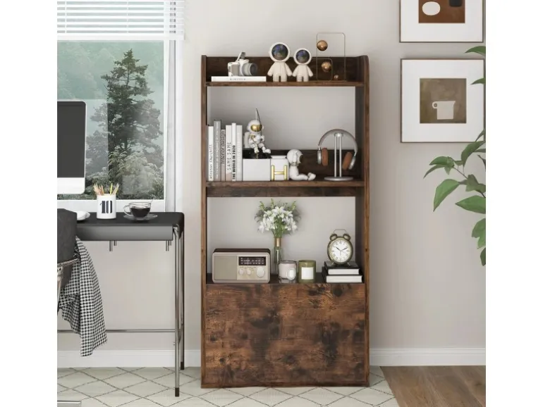 Costway Bücherregal mit Schublade 55 x 29 x 105 cm Rustikales Braun