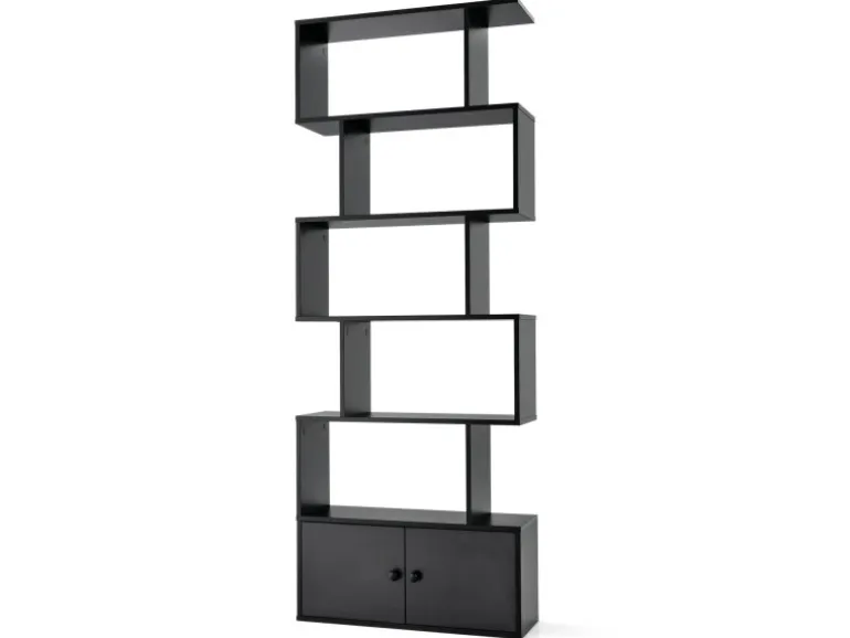 Costway Bücherregal mit Türen Standregal 183 x 70 x 23 cm Schwarz