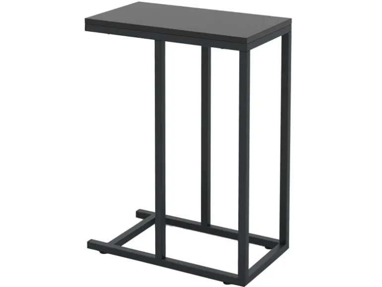 Costway Beistelltisch C-Form Sofatisch mit Metallgestell Schwarz