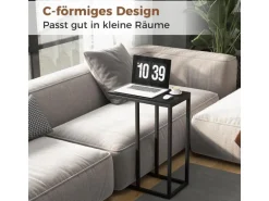Costway Beistelltisch C-Form Sofatisch mit Metallgestell Schwarz