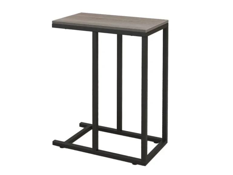 Costway Beistelltisch C-Form Sofatisch mit Metallgestell Grau