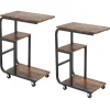 Costway Beistelltisch 2er Set Sofatisch mit Rollen C-Form Kaffeetisch