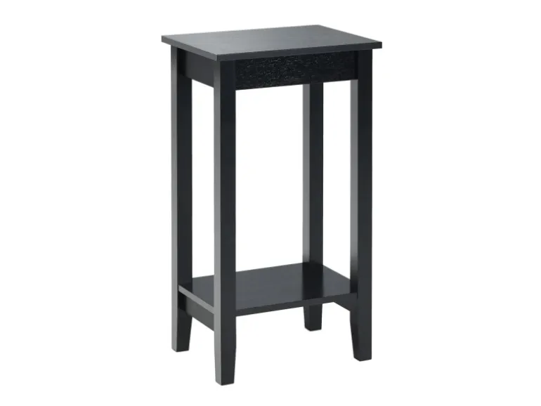 Costway Beistelltisch mit Regal 2-Stöckiger & 4 Massivholzbeinen Black