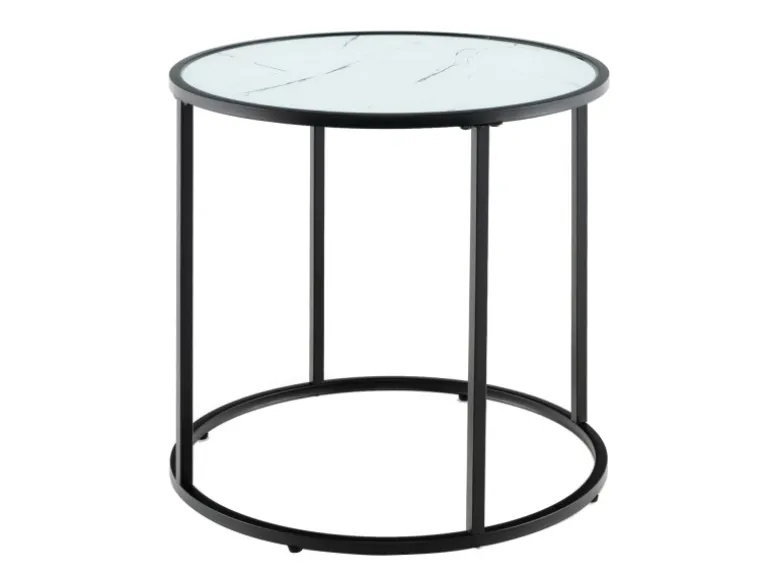 Costway Beistelltisch Runder Sofatisch mit Glasplatte 50 x 50 x 50 cm