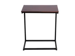 Costway C-förmig Beistelltisch Laptoptisch Metall 55x35x65cm Braun