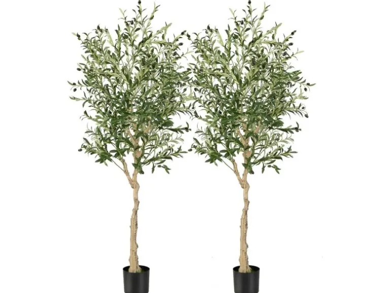 Costway 2er Set Künstliche Olivenbaum Blättern Grün 180 cm