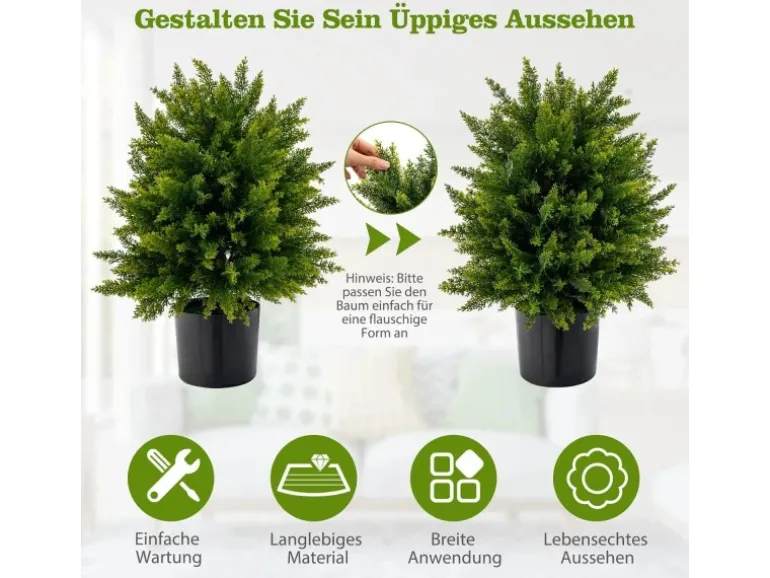 Costway 2er Set Kunstpflanze für Haus Büro Grün 55cm
