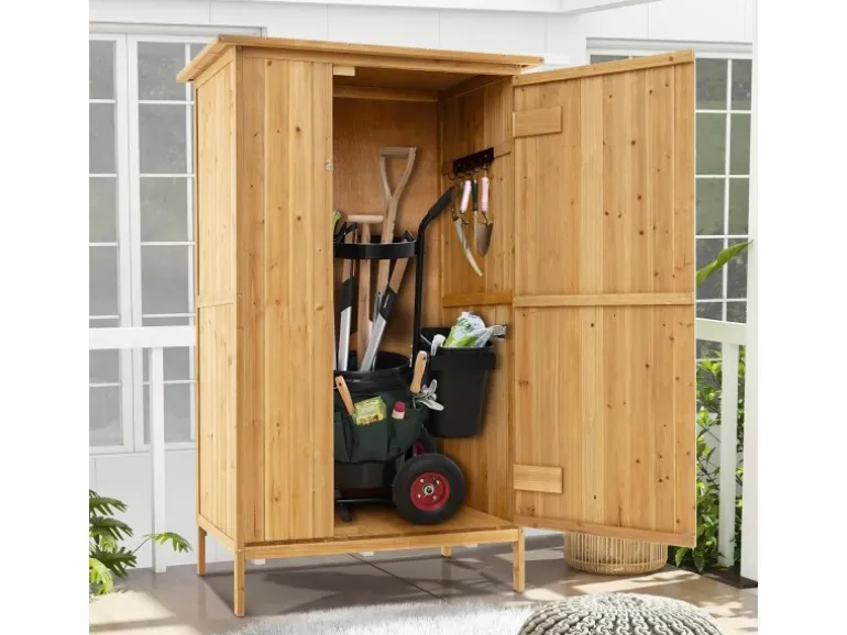 Costway Gartenschrank Holz Geräteschuppen 91 x 66 x 150 cm