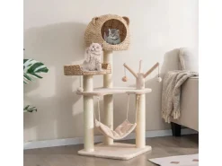 Costway Katzenbaum mit Höhle Katzenmöbel Katzenhaus 121cm Hoch