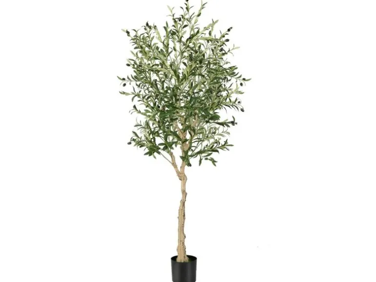 Costway Künstliche Olivenbaum mit Blättern & 72 Früchten Grün 180 cm