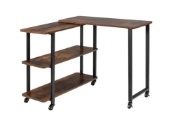 Costway L-förmiger Beistelltisch mit Rollen 360° Drehbar PC-Tisch