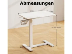 Costway Pflegetisch mit Rollen Betttisch Krankentisch Weiß
