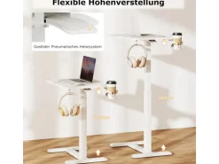 Costway Pflegetisch mit Rollen Betttisch Krankentisch Weiß