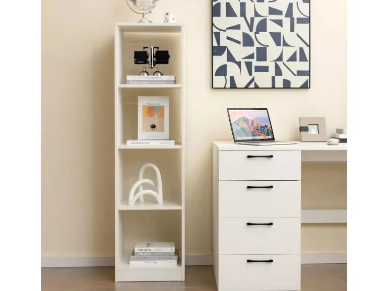 Costway Regal mit 4 Fächern Bücherregal Holz 38 x 142 x 33 cm Weiß