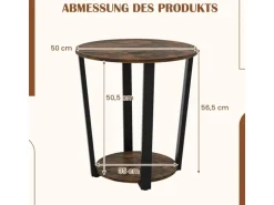 Costway Runder Beistelltisch Sofatisch mit Metallrahmen Braun