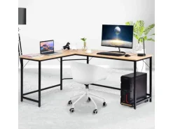 Costway Schreibtisch L-Form 168 x 125 x 74 cm Natur