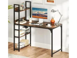 Costway Schreibtisch mit Ladestation Braun