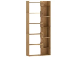 Costway 6-stöckiges Bücherregal Holzregal mit 2 Kippsicherungen Natur