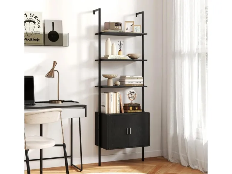 Costway 5-Stöckiges Leiterregal Bücherregal 60 x 35 x 184cm Schwarz