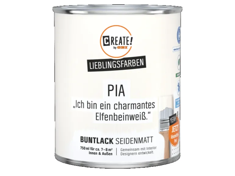 CREATE! by OBI Buntlack Lieblingsfarbe Pia Elfenbeinweiß Seidenmatt 0,75 l