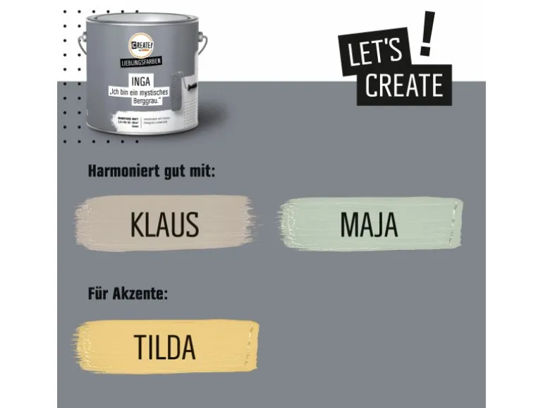 CREATE! by OBI Lieblingsfarben Wandfarbe Inga Berggrau matt 2,5 l