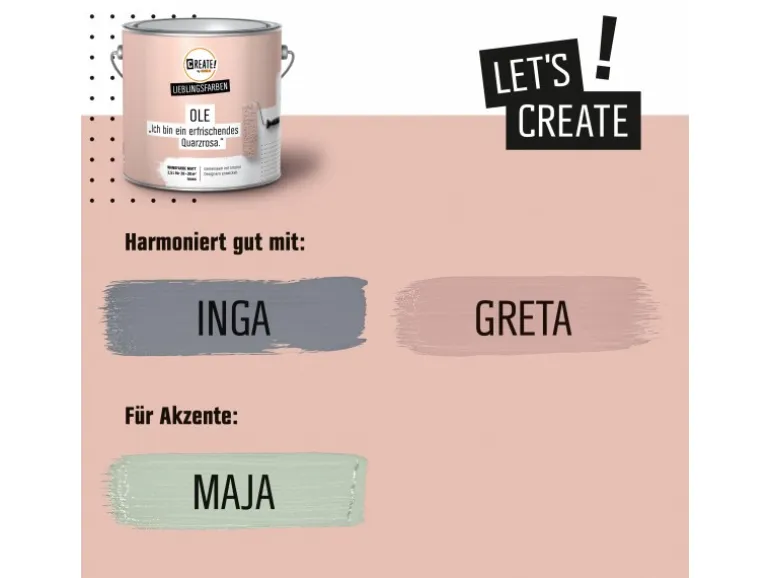 CREATE! by OBI Lieblingsfarben Wandfarbe Ole Quarzrosa matt 2,5 l