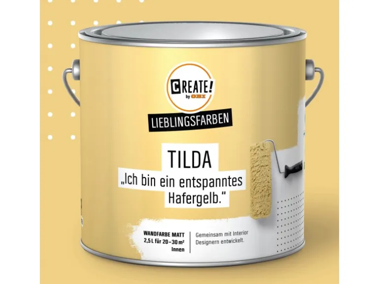 CREATE! by OBI Lieblingsfarben Wandfarbe Tilda Hafergelb matt 2,5 l