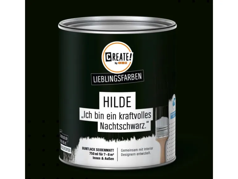 CREATE! by OBI Lieblingsfarben Buntlack Hilde Nachtschwarz seidenmatt 750ml