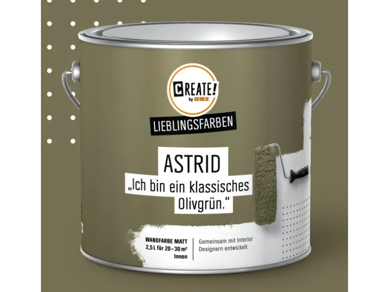 CREATE! by OBI Lieblingsfarben Wandfarbe Astrid Olivgrün matt 2,5 l