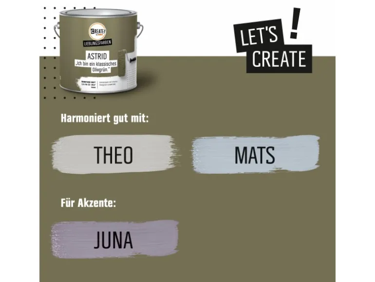 CREATE! by OBI Lieblingsfarben Wandfarbe Astrid Olivgrün matt 2,5 l