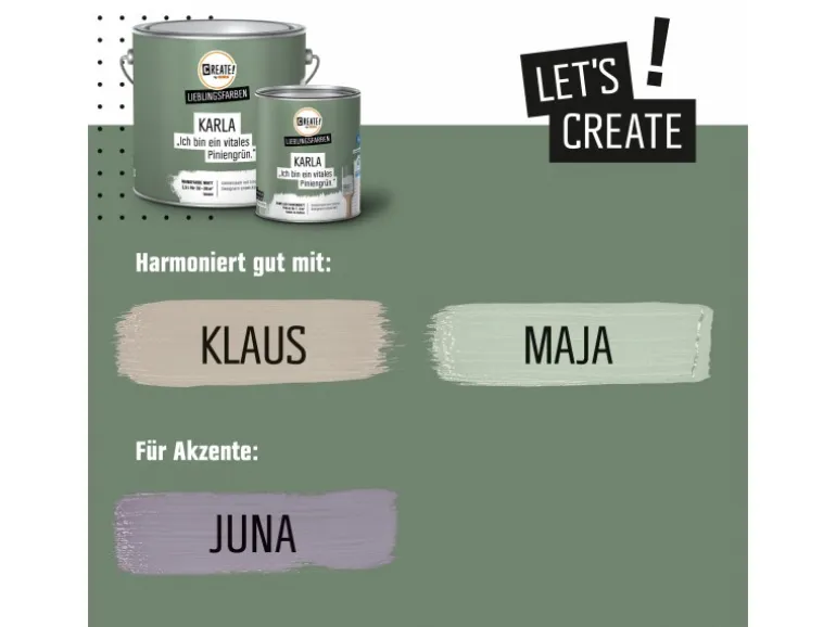 CREATE! by OBI Lieblingsfarben Wandfarbe Karla Piniengrün matt 2,5 l
