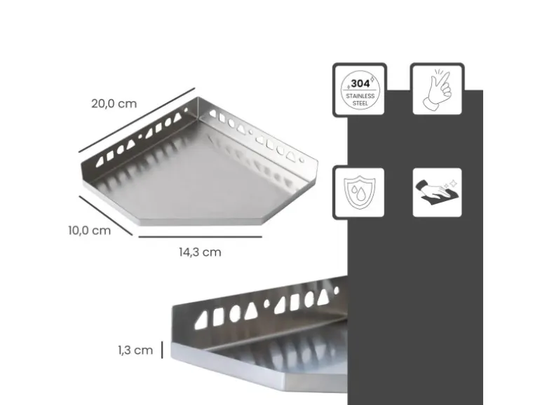 Dalsys Duschablage Befliesbar 200mm x 200mm Edelstahl Silber