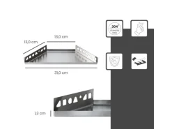 Dalsys Duschablage Befliesbar 310mm x 130mm Edelstahl Silber