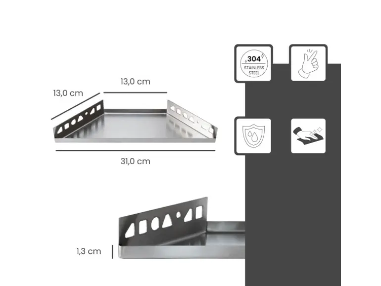 Dalsys Duschablage Befliesbar 310mm x 130mm Edelstahl Silber