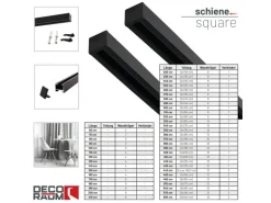 Deco-Raum Gardinenschiene nach Maß 1-Lauf Square Schwarz 160cm