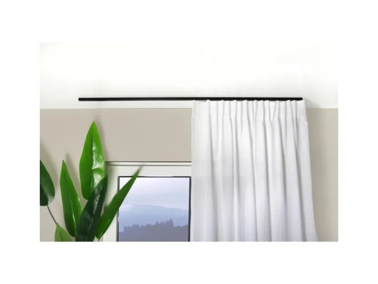 Deco-Raum Gardinenschiene nach Maß 1-Lauf Square Schwarz 160cm