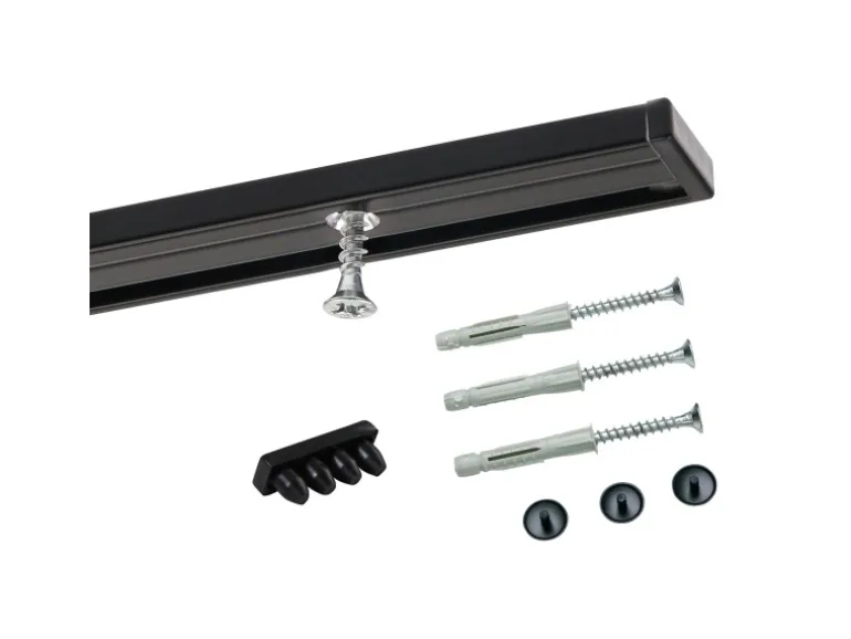 Deco-Raum Gardinenschiene nach Maß 1-Lauf Deckenmontage Minimal Schwarz 160cm
