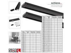 Deco-Raum Gardinenschiene nach Maß 1-Lauf Deckenmontage Minimal Schwarz 160cm