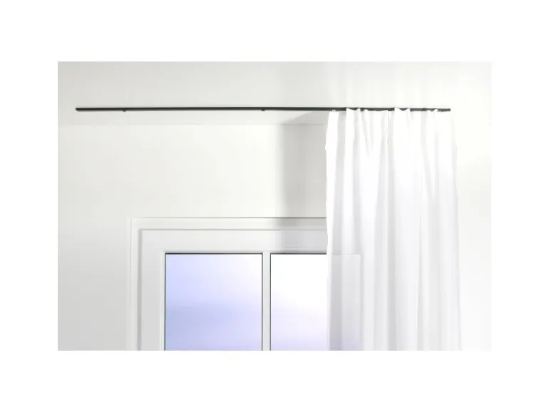 Deco-Raum Gardinenschiene nach Maß 1-Lauf Deckenmontage Minimal Schwarz 160cm