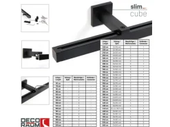 Deco-Raum Gardinenschiene nach Maß 1-Lauf Cube Schwarz 540cm