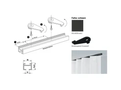 Deco-Raum Gardinenschiene nach Maß 1-Lauf Square Schwarz 310cm