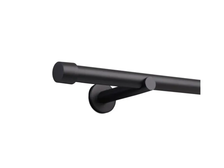 Deco-Raum Gardinenstange nach Maß 1-Lauf Kappe Ø 25mm Schwarz 190cm