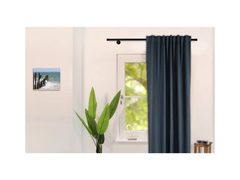 Deco-Raum Gardinenstange nach Maß 1-Lauf Kappe Ø 25mm Schwarz 190cm