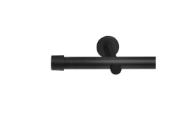 Deco-Raum Gardinenstange nach Maß 1-Lauf Kappe Ø 25mm Schwarz 190cm