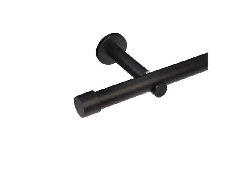 Deco-Raum Gardinenstange nach Maß 1-Lauf Kappe Ø 25mm Schwarz 190cm