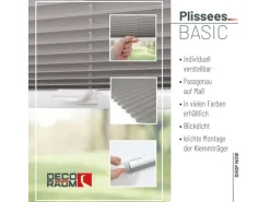 Deco-Raum Plissee Basic ohne Bohren 55x150cm Grau Blickdicht Klemmfix