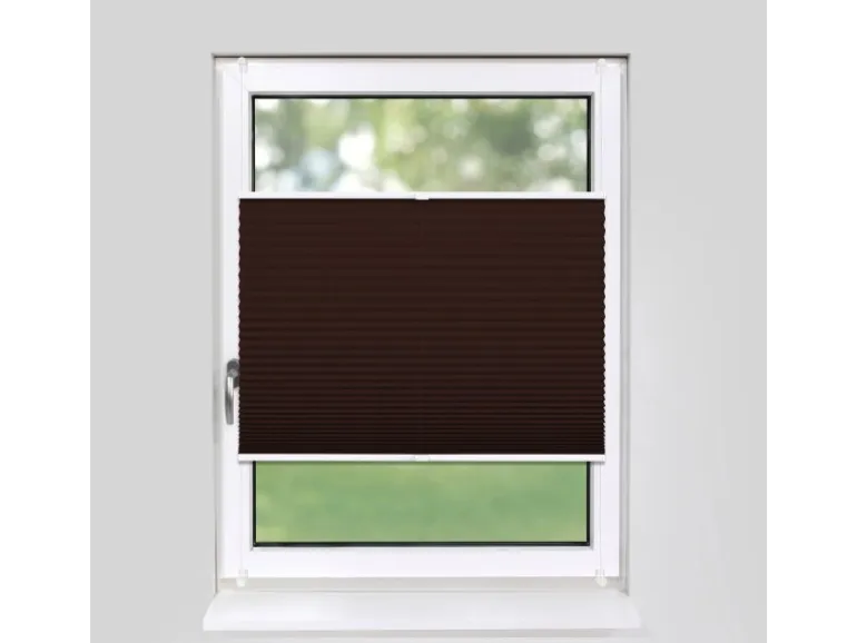 Deco-Raum Plissee Basic ohne Bohren 75x150cm Dunkelbraun Blickdicht Klemmfix